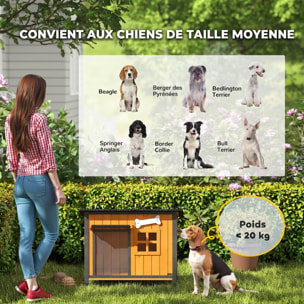 Niche pour chien acier bois pré-huilé design maisonnette toit ouvrant