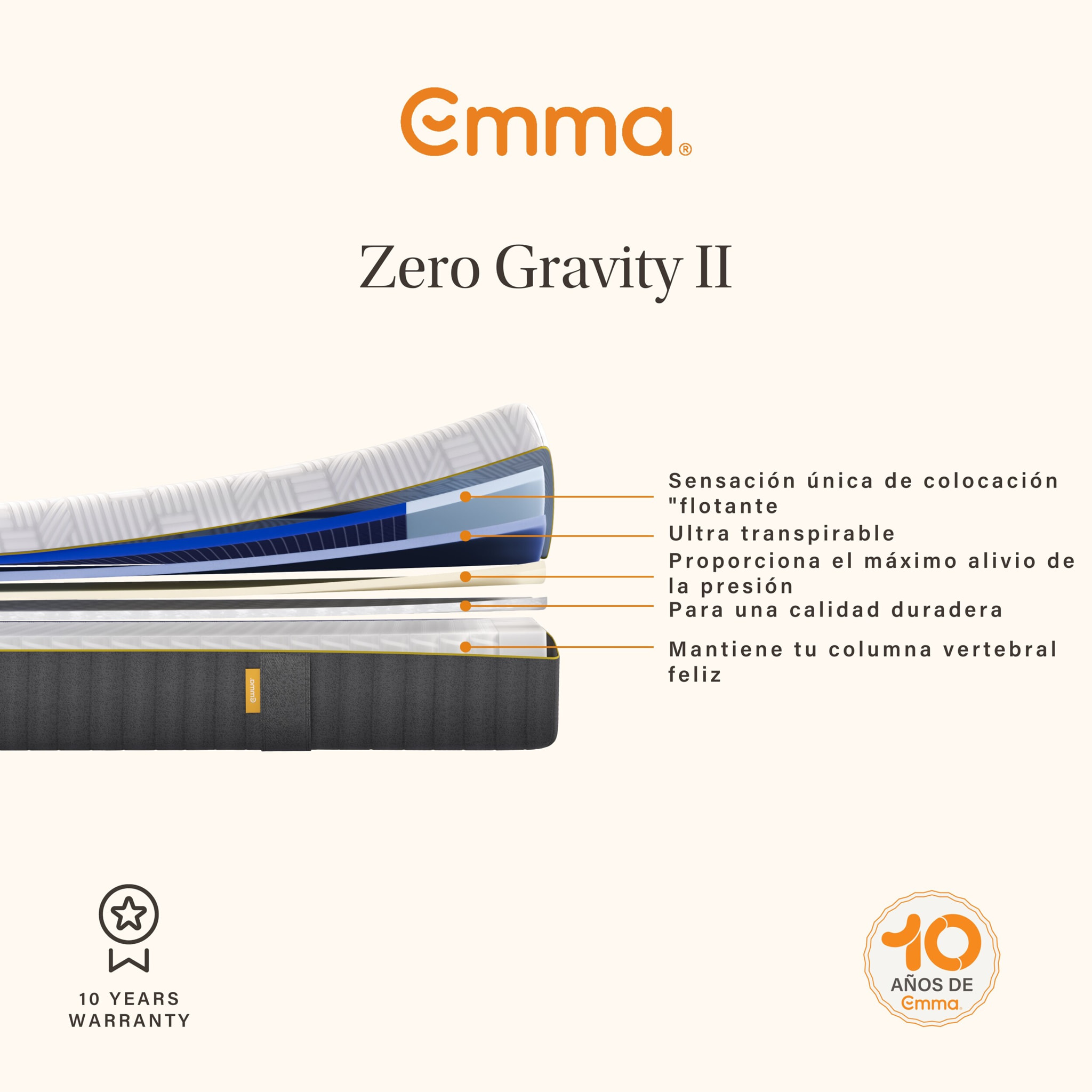 Colchón Hybrid Elite | Muelles, espuma y tecnología de gel Emma AirGrid® | 27cm