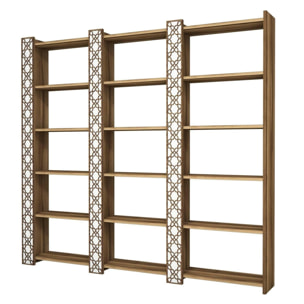 Libreria Destéve, Scaffale da ufficio, Mobile portalibri, Biblioteca, 185x24h170 cm, Noce e Bianco