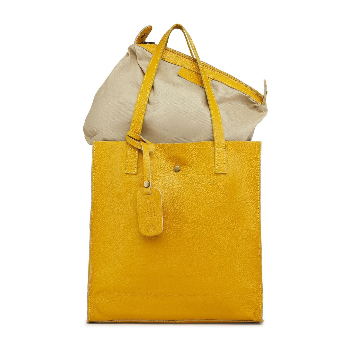 Borse Donna colore Giallo-in pelle Made in Italy 33x38x15cm