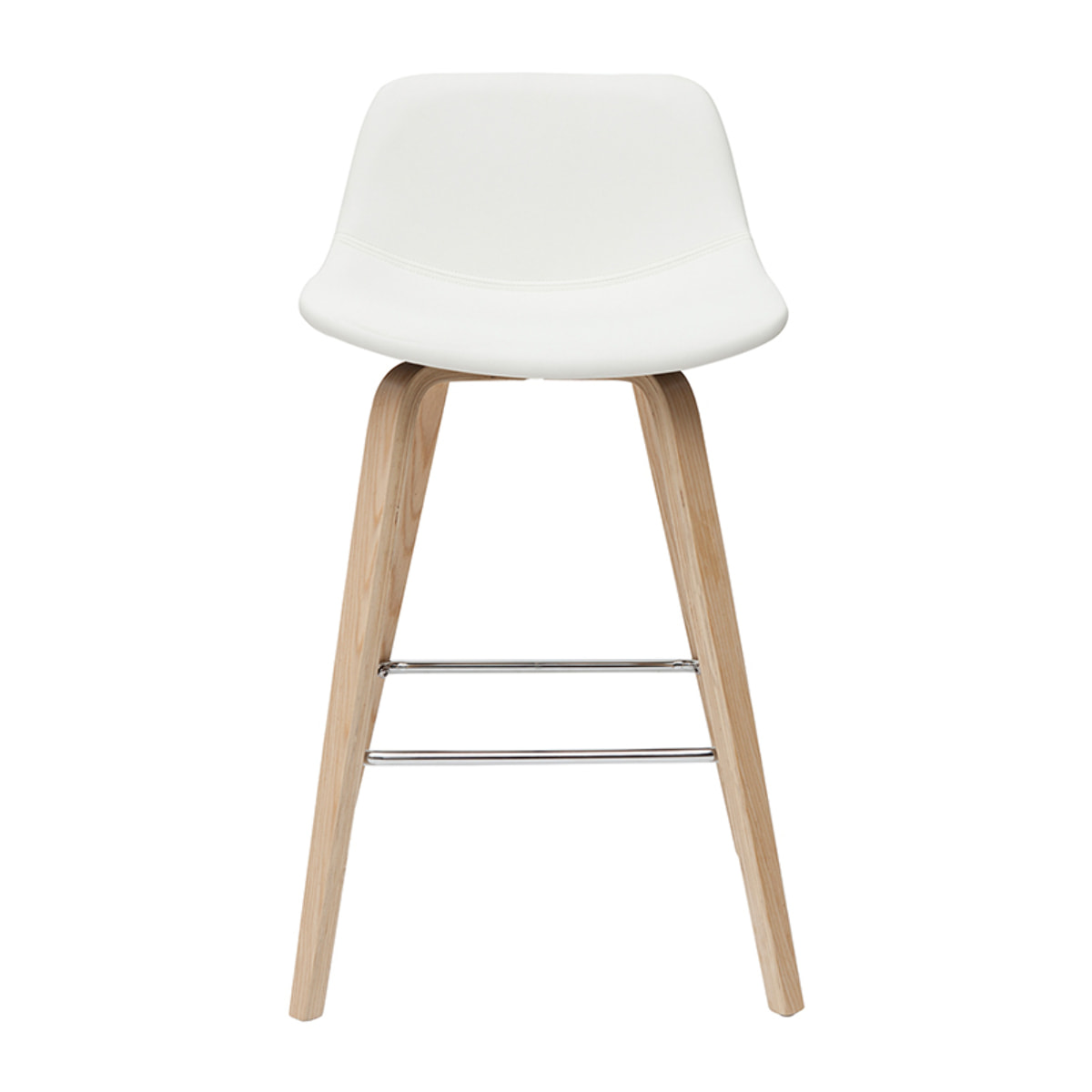 Tabourets de bar design blanc et bois clair H65 cm (lot de 2) NONIE