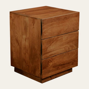 Table de chevet Moru -bois massif de mangue-couleur noyer 40 x 50 x 38 cm