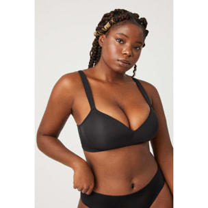 Reggiseno imbottito nero senza ferretto, coppe D ed E
