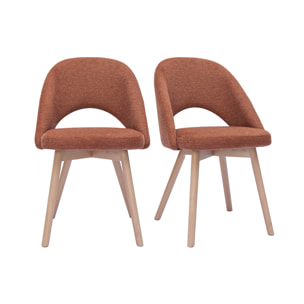 Chaises scandinaves en tissu effet velours texturé terre brûlée et bois clair (lot de 2) COSETTE