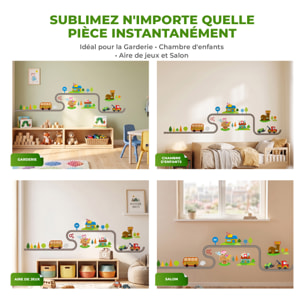 Stickers Muraux décoration adhésifs Petit village avec les voitures