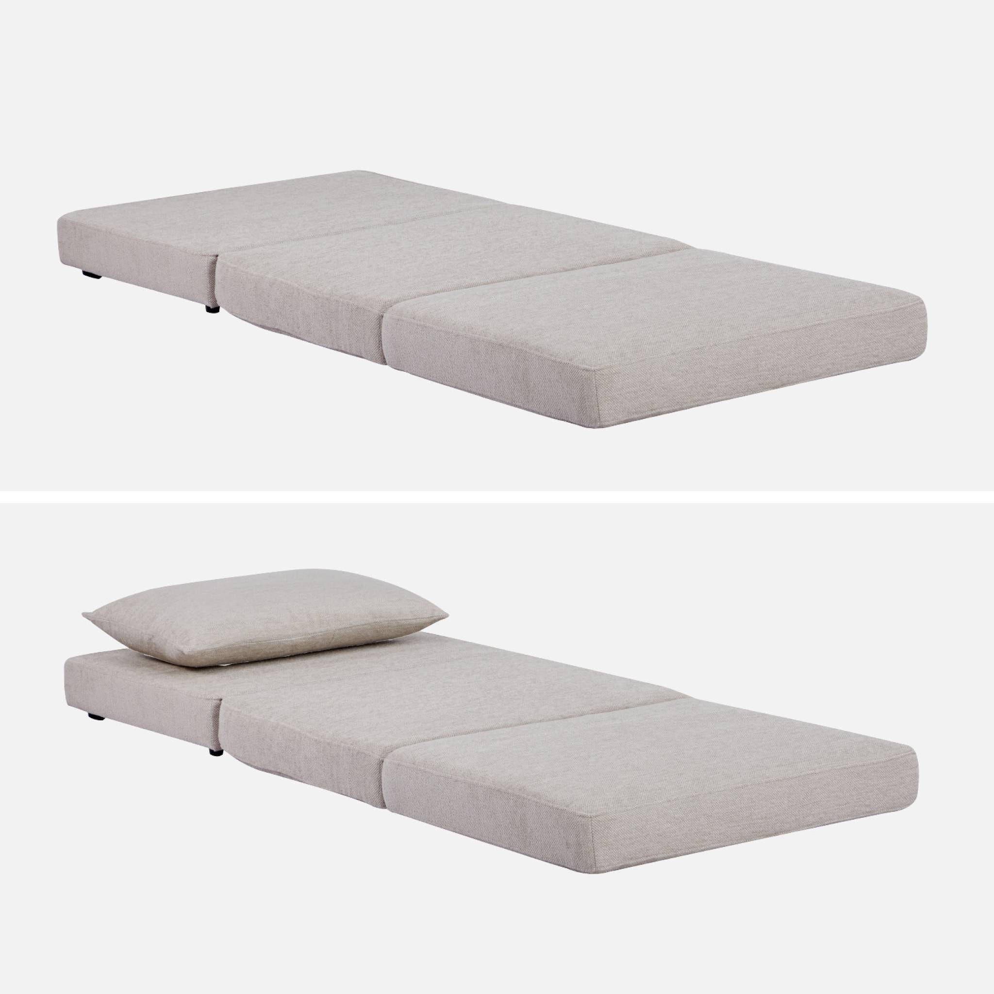 Chauffeuse matelas convertible beige tissu chenille 1 place Fold