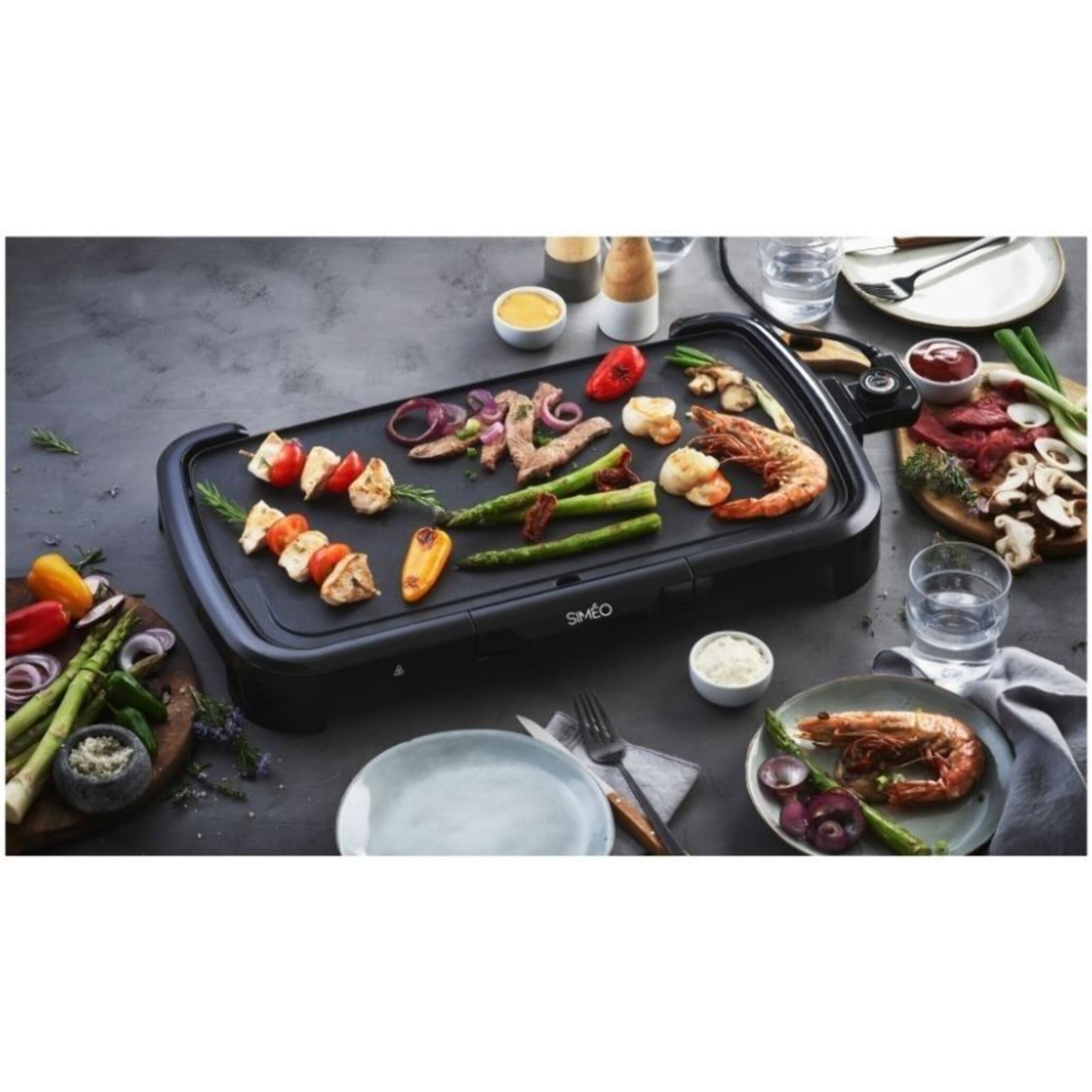 Plancha électrique SIMEO PLA125 noir à poser, 50x26 cm