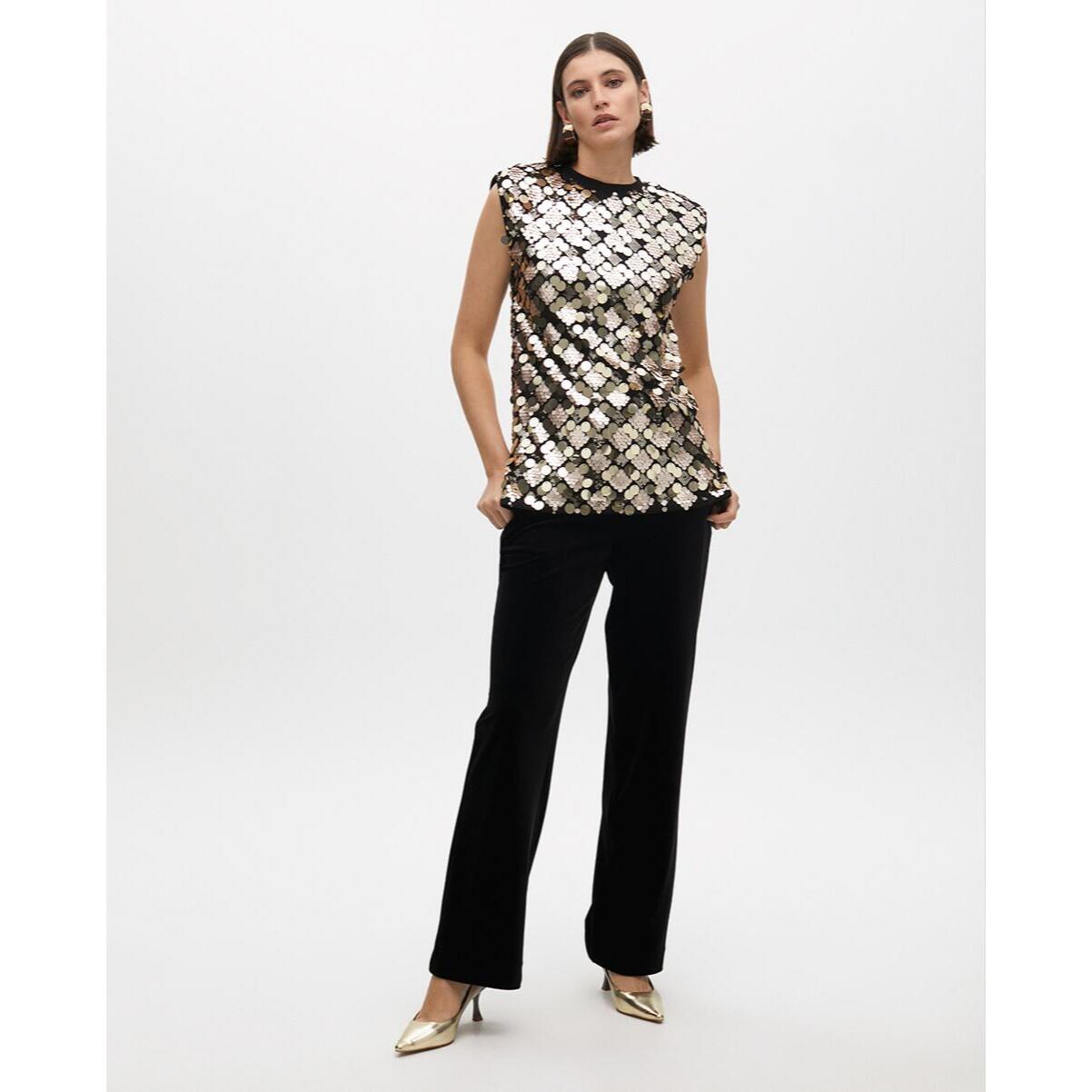 Top corto con paillettes