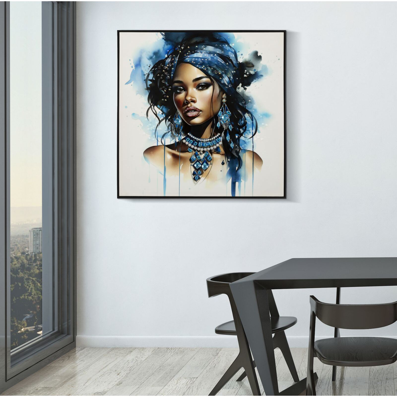 DIPINTO SU TELA LACCATO ALTEA -B- C/CORNICE CM 82X4X82