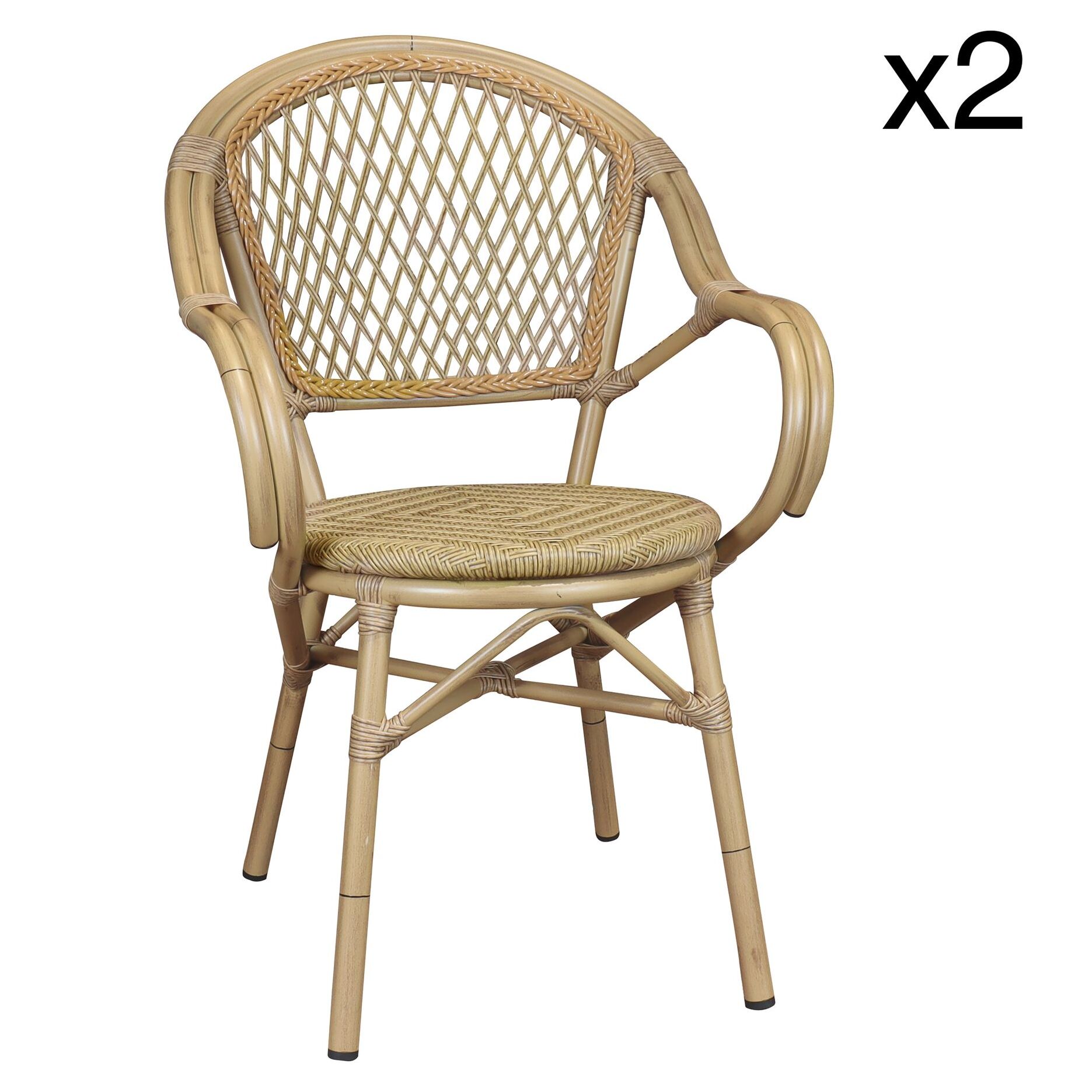 Lot de 2 fauteuils de table extérieur en rotin synthétique CAPRI