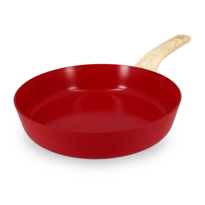 Poêle en aluminium 24cm rouge - compatible induction COLORAMA