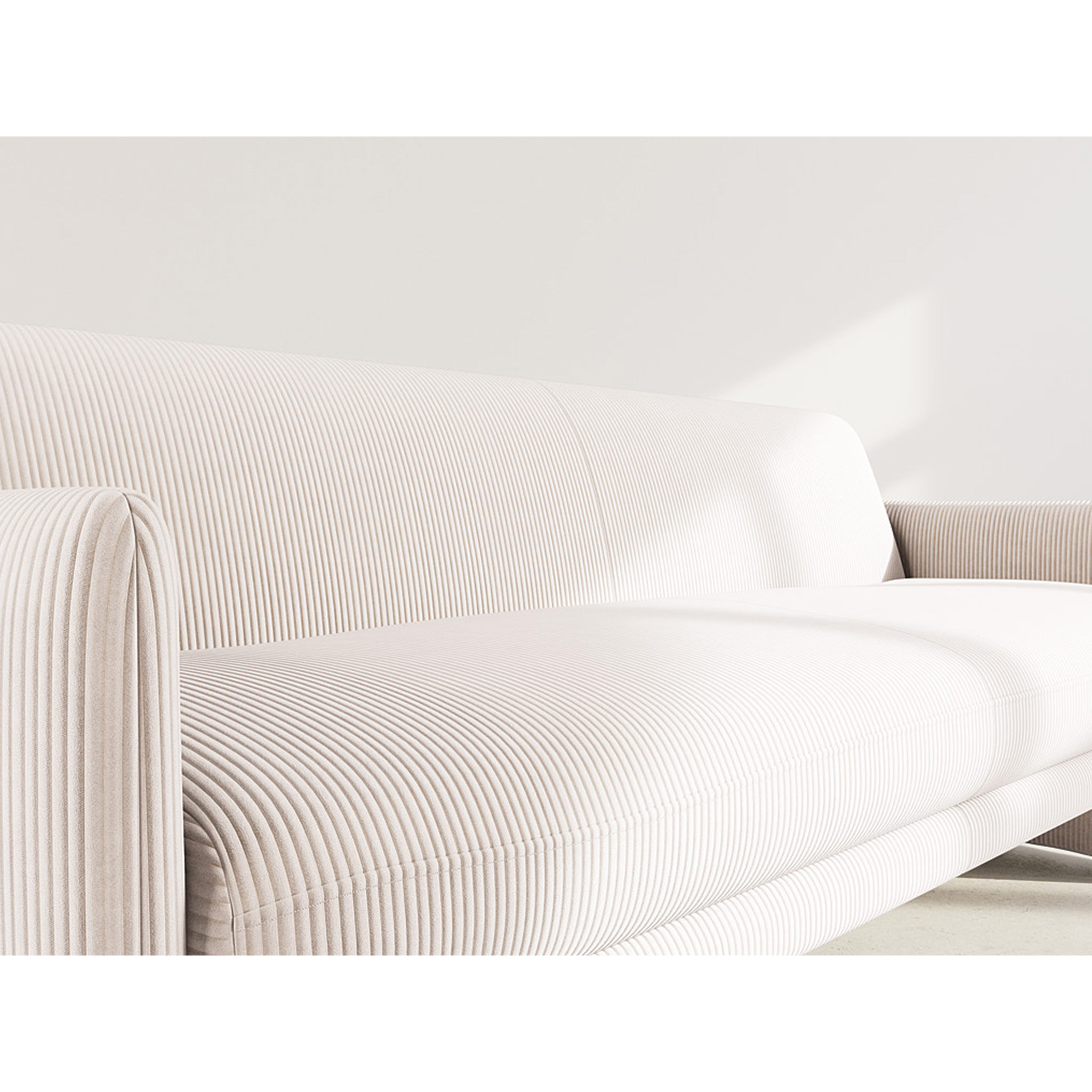 Mathis - Canapé convertible clic-clac 3 places en velours côtelé - Beige