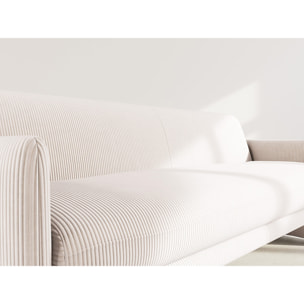 Mathis - Canapé convertible clic-clac 3 places en velours côtelé - Beige