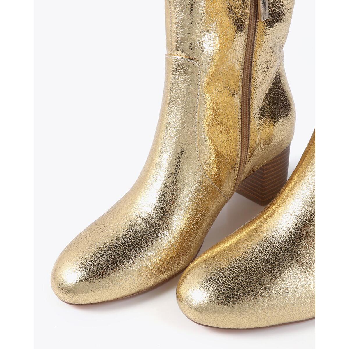 Stivaletto Metallizzato con Tacco Effetto Legno