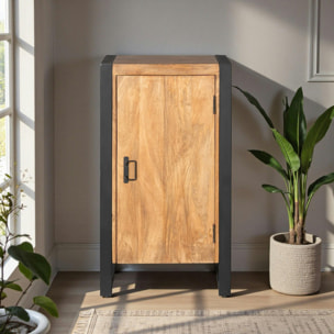 Petit meuble de rangement bois métal 1 porte MILORA
