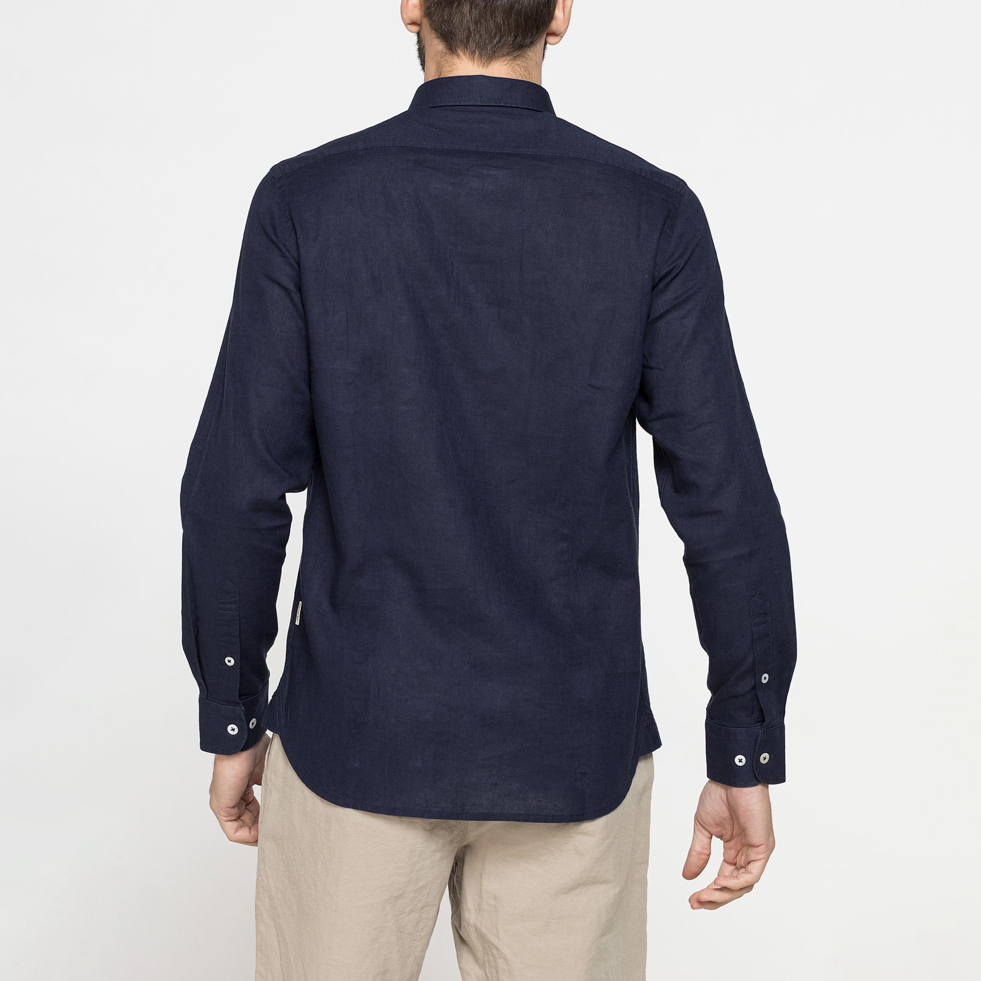 CAMICIA MISTO LINO COTONE IN COLORE TINTA UNITA