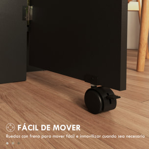 Mesa Plegable de Comedor Mesa de Cocina Plegable con Ruedas Alas Abatibles y Estantes Mesa Plegable para 4-6 Personas 75x140x74 cm Natural y Negro