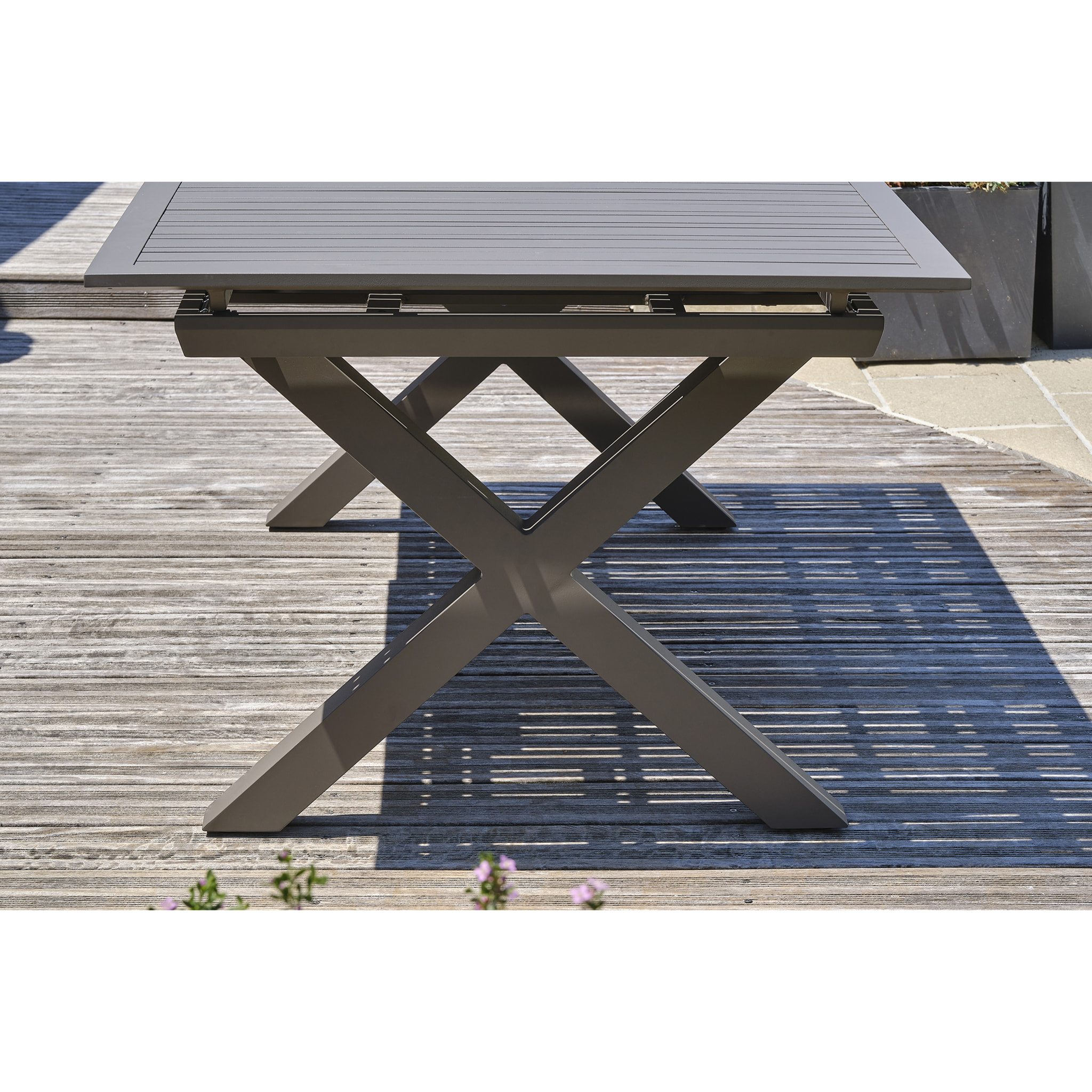 FLORIDE - Table de jardin en aluminium quartz