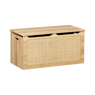 Coffre à jouets enfant décor bois et cannage BOHÈME
