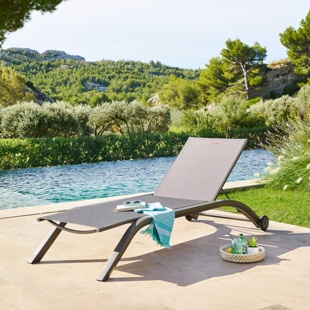 Transat "Jimani" mocha & praline 2 roues en aluminium et texaline