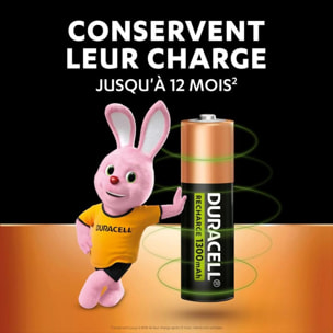 Pile rechargeable DURACELL AA/LR06 PLUS POWER 1300 mAh, x4