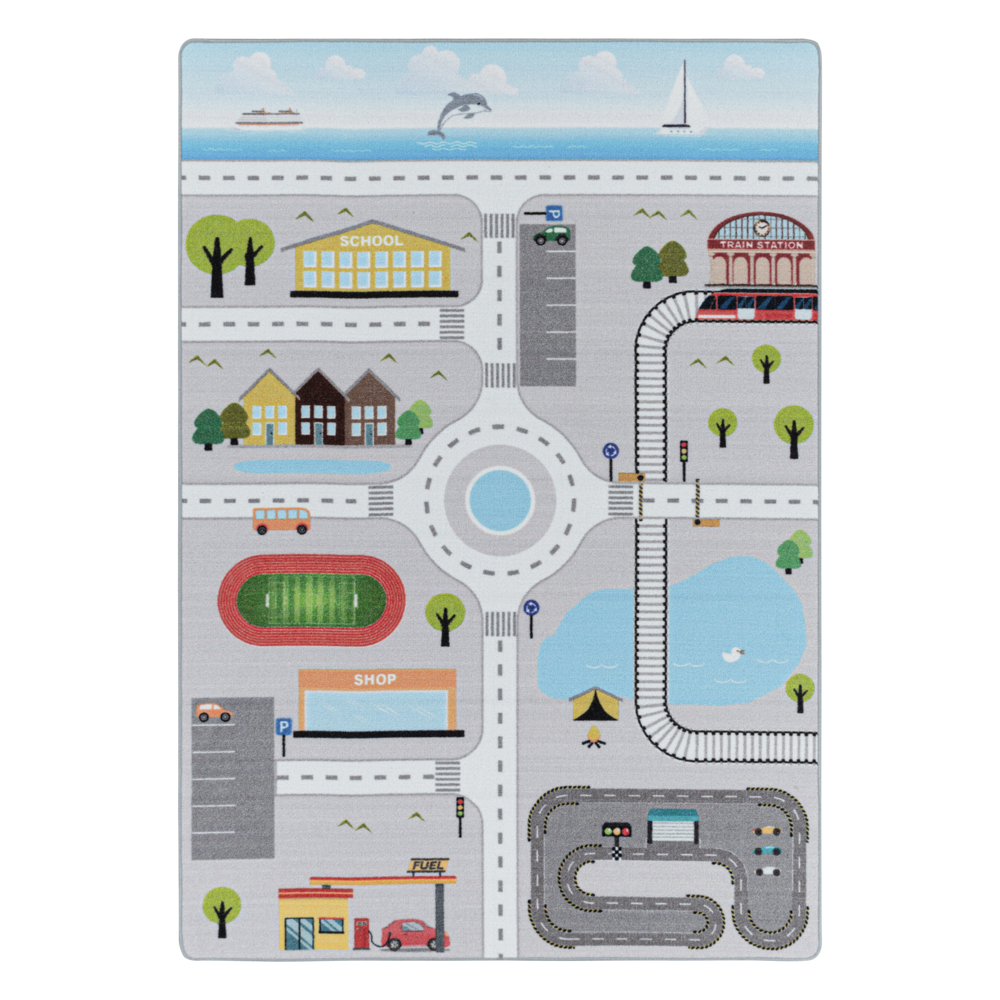 PLAY - Tapis enfant circuit gris - PLA2902GRI