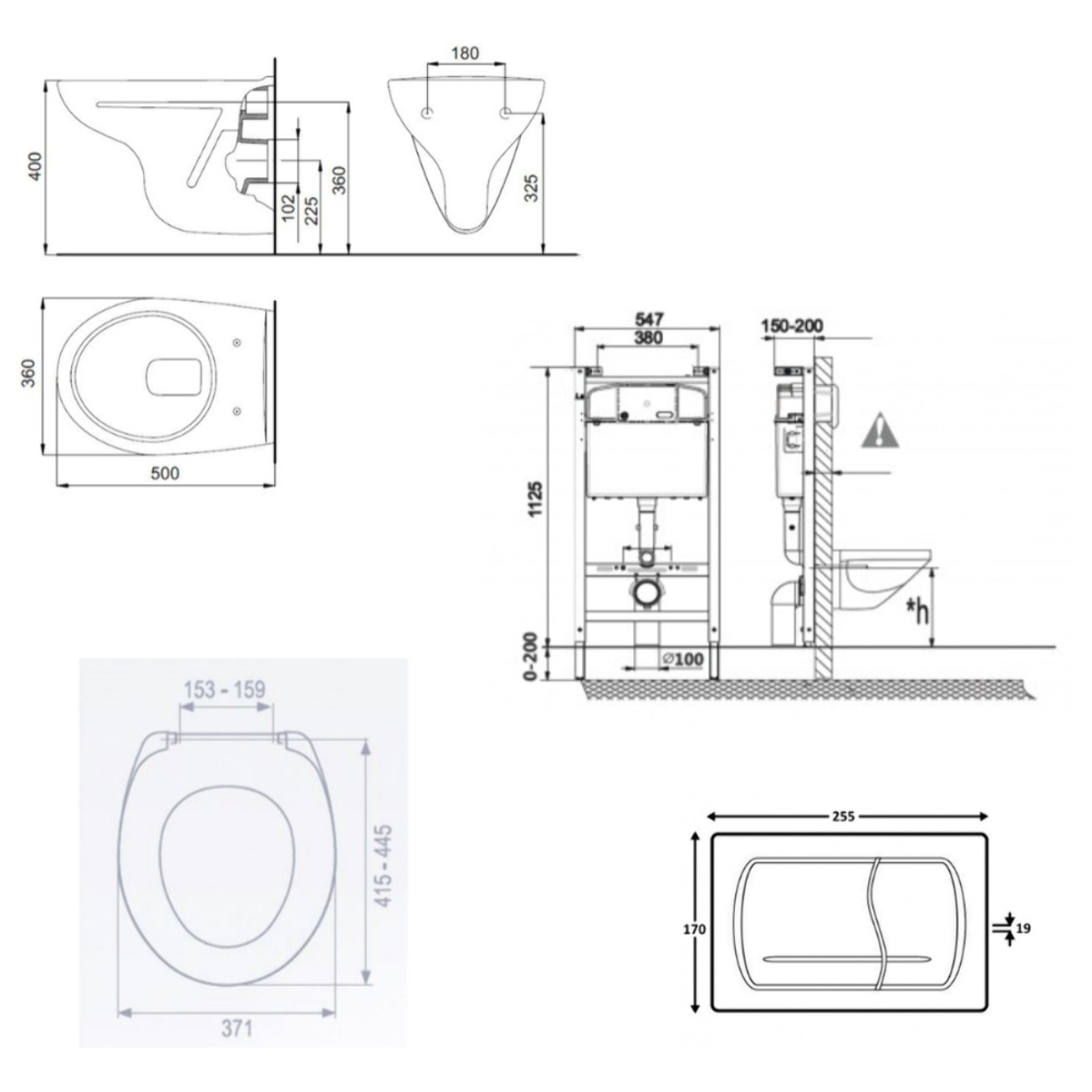 Pack Bâti-support Roca Active + WC suspendu Jika Neo + plaque chrome mat + Set habillage