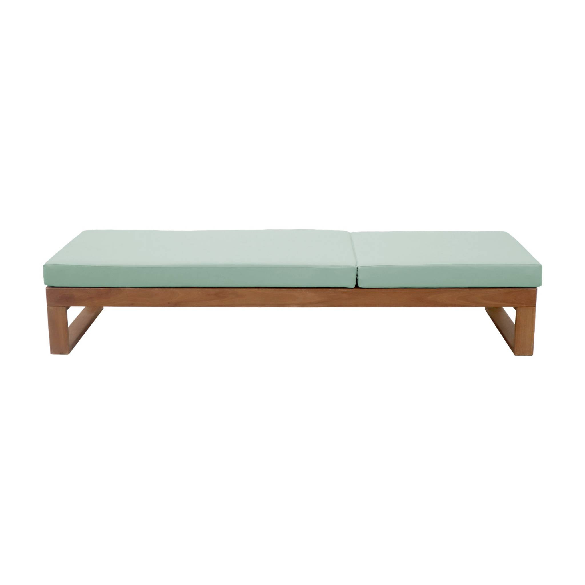 Bain de soleil en bois d'eucalyptus PAMPLONA. multi positions. toile en polyester vert de gris. 204 x 63 x 11.5 cm