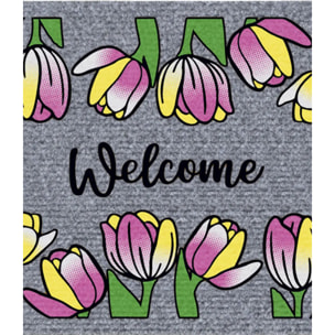 Zerbino Fiori con Welcome per ingresso casa in poliestere
