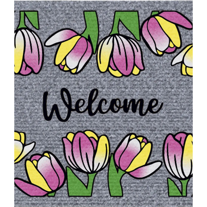 Zerbino Fiori con Welcome per ingresso casa in poliestere