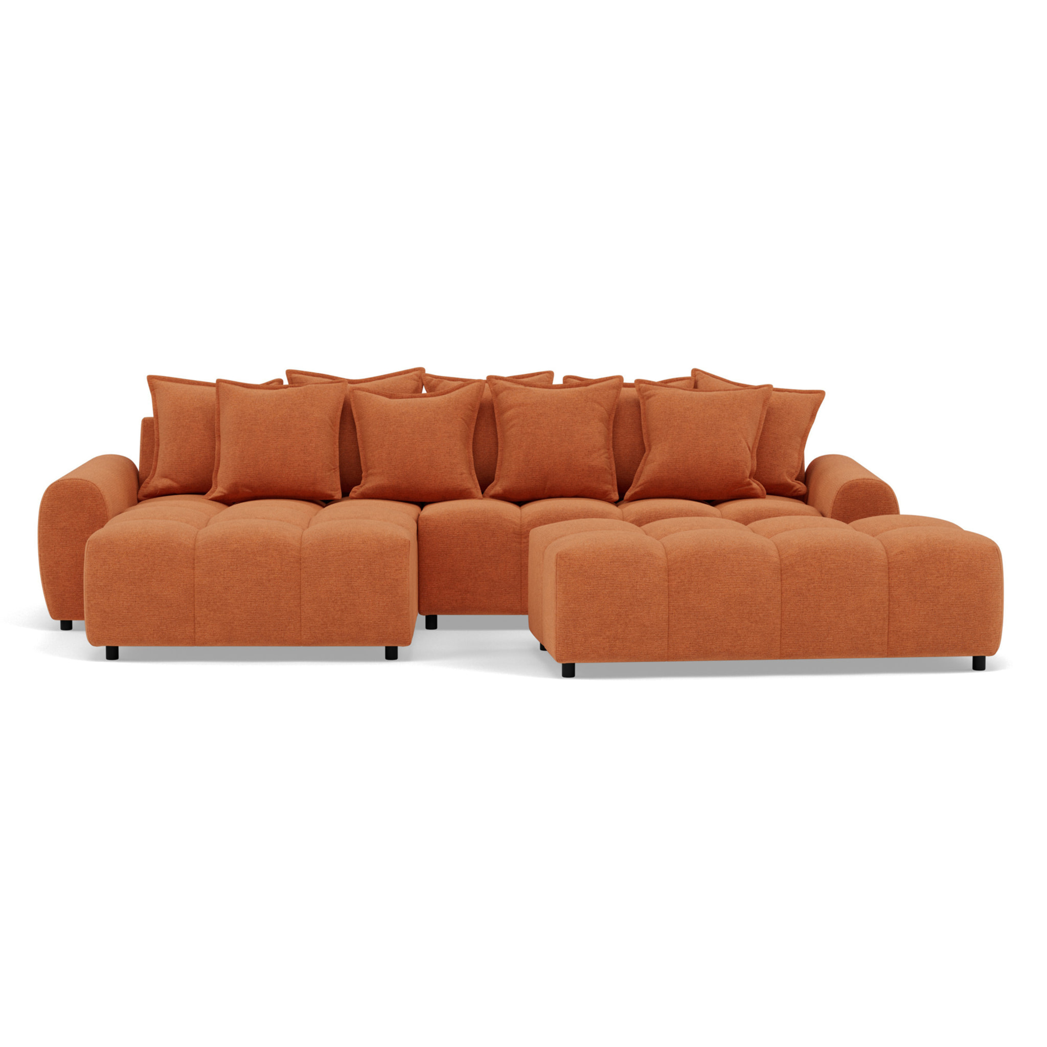 Adelaide - canapé d'angle réversible 4 places avec pouf d'appoint en tissu texturé - Terracotta
