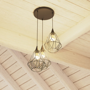 Suspension filaire "Kaore" noire - métal