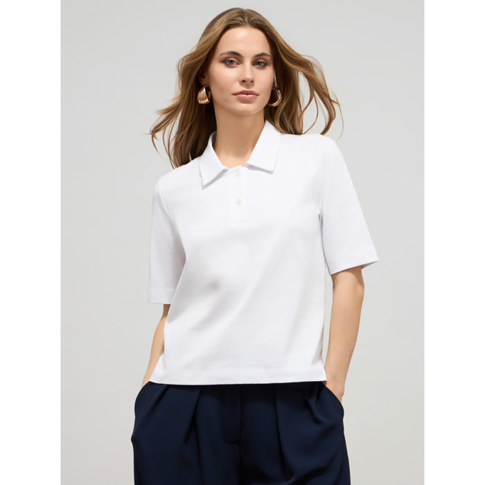 Oltre - Polo con retro in pizzo - Bianco