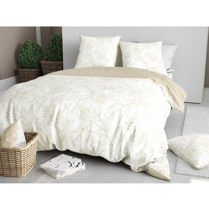 Parure Housse De Couette 3pcs 100% Satin de Coton 120 Fils SUZANNE