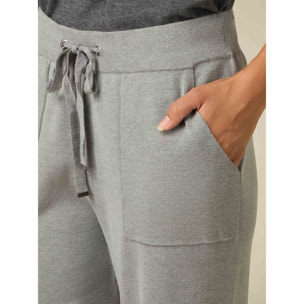 Oltre - Pantaloni palazzo in maglia - Grigio