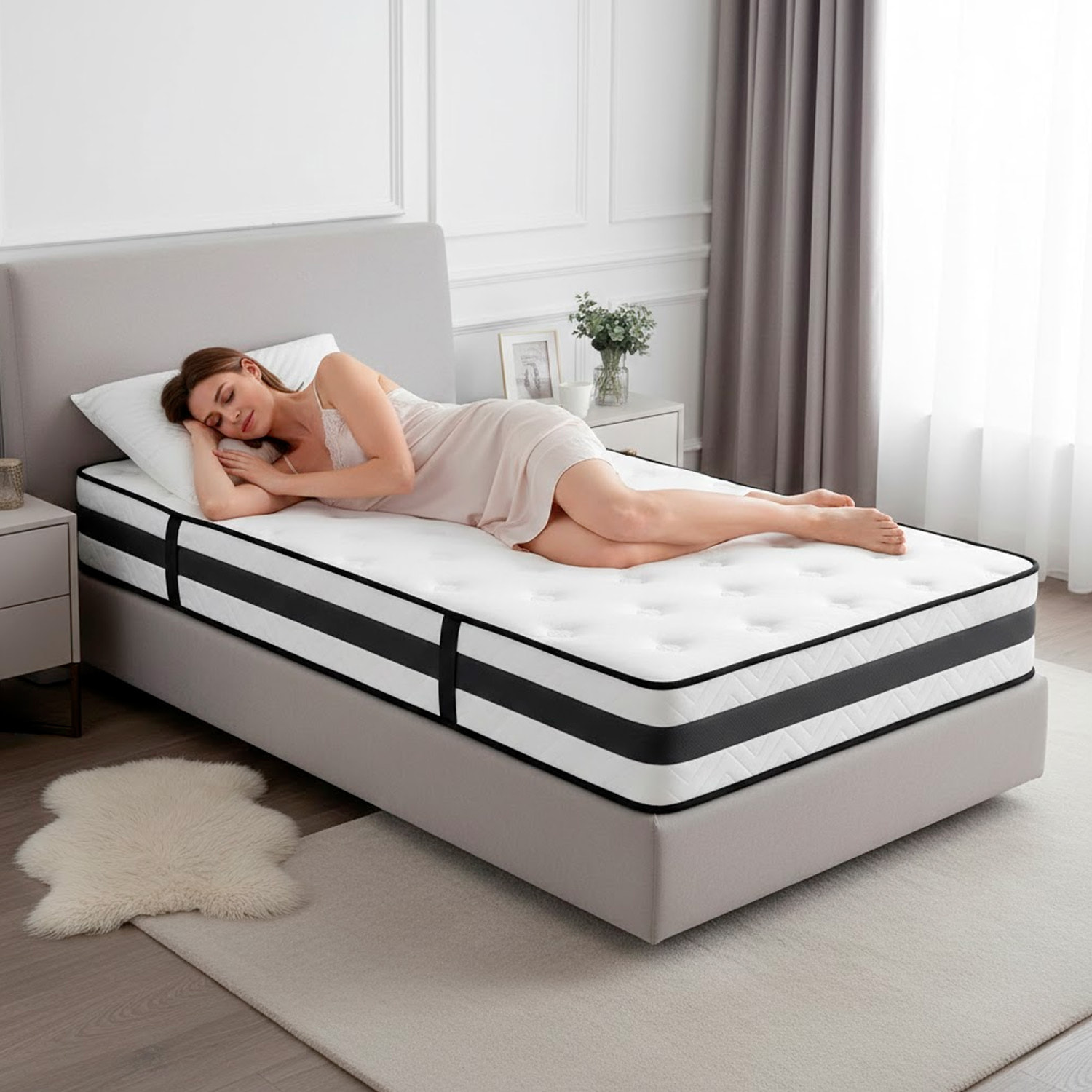 Materasso Singolo H3 Medio Rigido Con 240 Molle Insacchettate Al M, 5 Zone Di Comfort Double Sided Supporto Ergonomico E Alta Traspirabilità 80