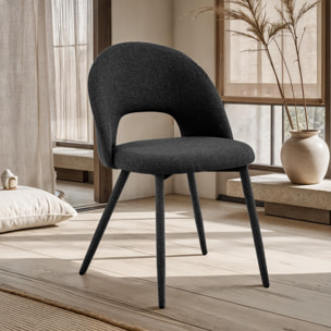 Lot de 4 chaises de salle à manger Tomasucci SELMA, en tissu, noir, 54 × 51 × 79 cm