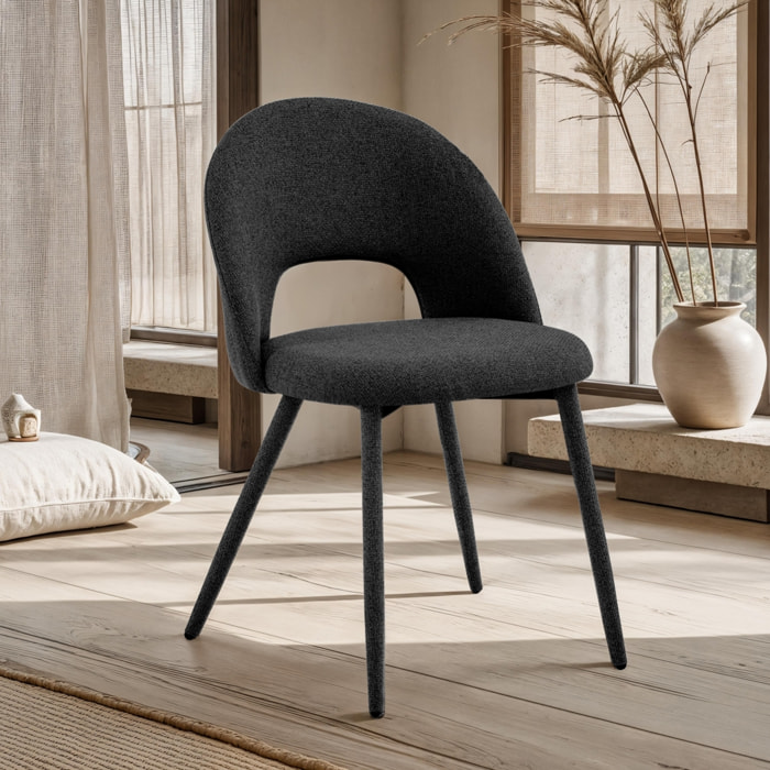 Lot de 4 chaises de salle à manger Tomasucci SELMA, en tissu, noir, 54 × 51 × 79 cm