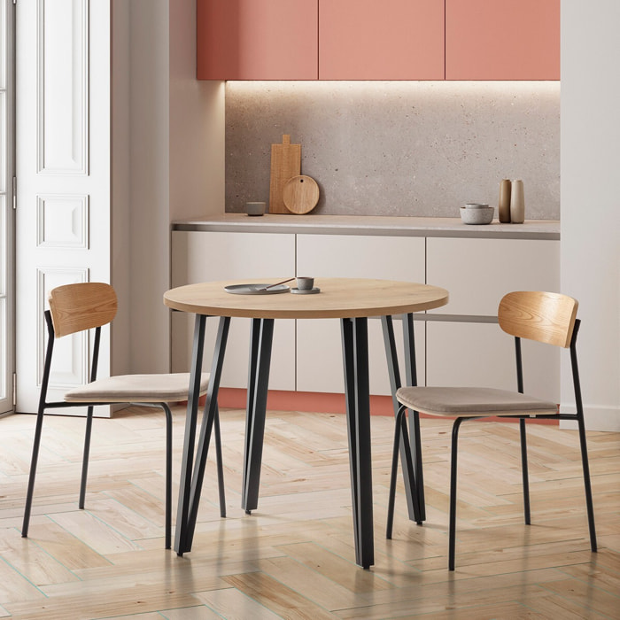 Lot de 2 chaises en tissu et effet bois - SVALA