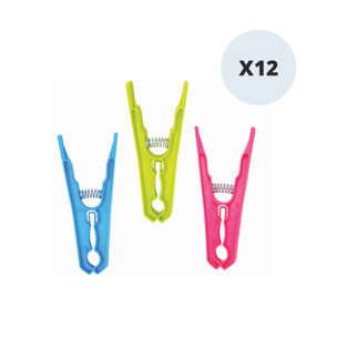 Lot de 12 Pinces à  linge 9cm Couleurs assorties MSV