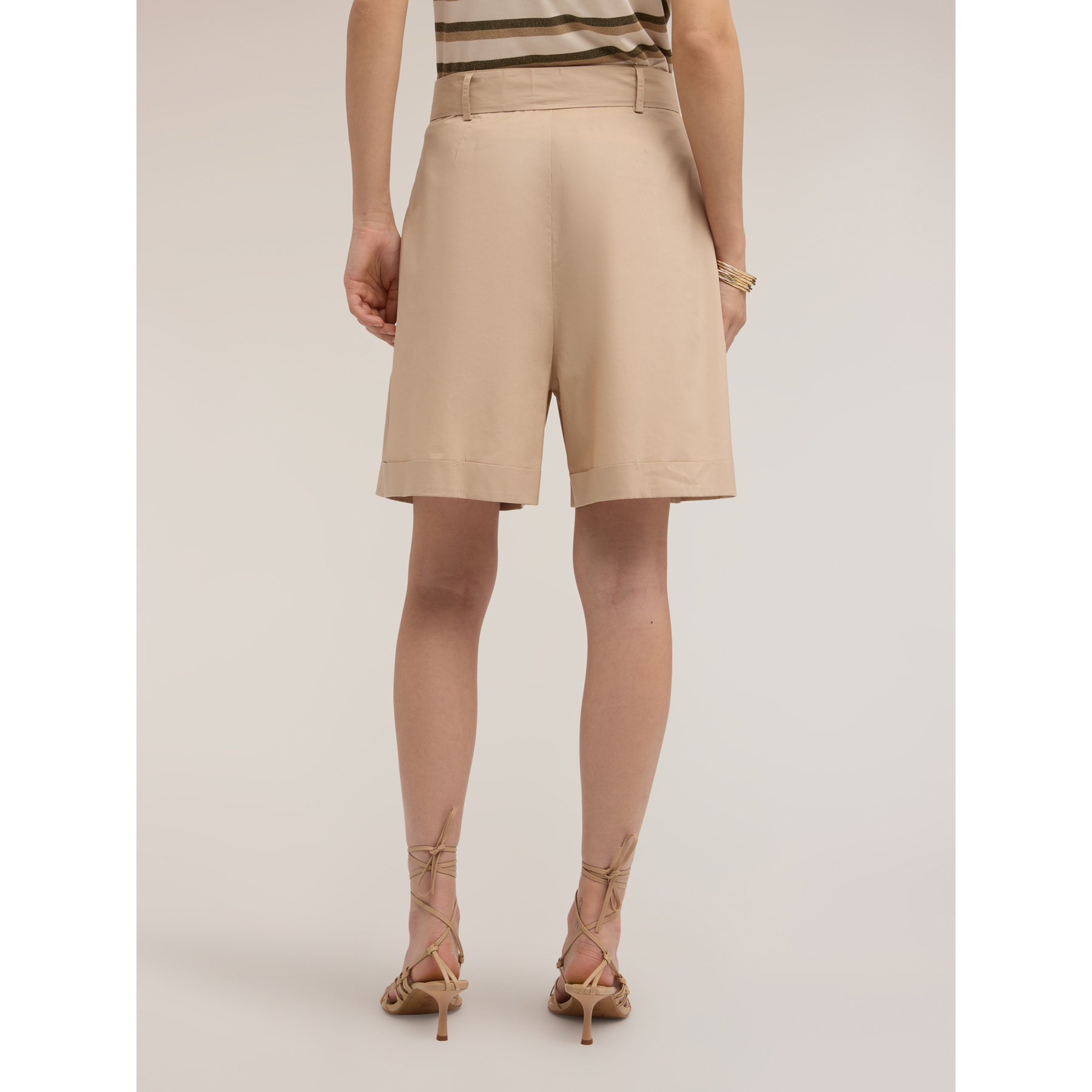 Motivi - Bermuda in popeline con fusciacca - Beige