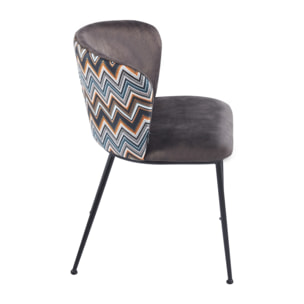 Set da 2 sedie in tessuto marrone con gambe in metallo nere - Charles