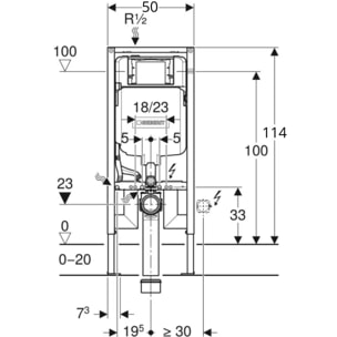 Duofix Bâti-support extra-plat 114 cm UP720, gain de place, avec réservoir à encastrer Sigma 8 cm (111.796.00.1)