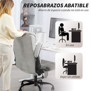 Silla de Oficina con Masaje y Función de Calefacción Silla de Escritorio Giratoria con Altura Ajustable Reposabrazos Abatibles Respaldo Alto y Mando a Distancia Gris