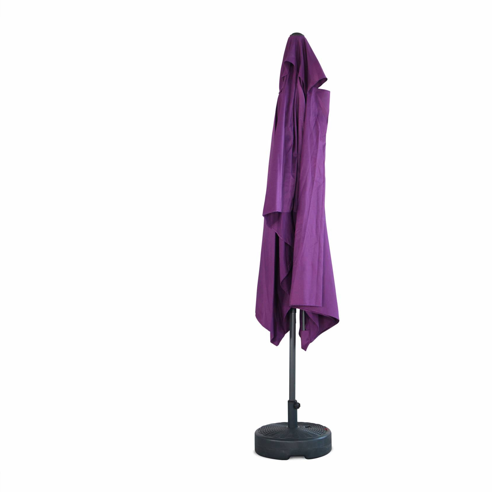 Parasol droit rectangulaire 2x3m - Touquet Prune - mât central en aluminium orientable et manivelle d'ouverture