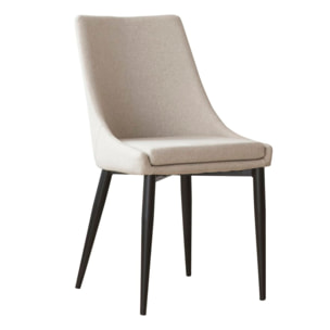 Chaise rembourrée Lauren -tapisserie et pieds métalliques-couleur beige 48 x 90 x 60 cm