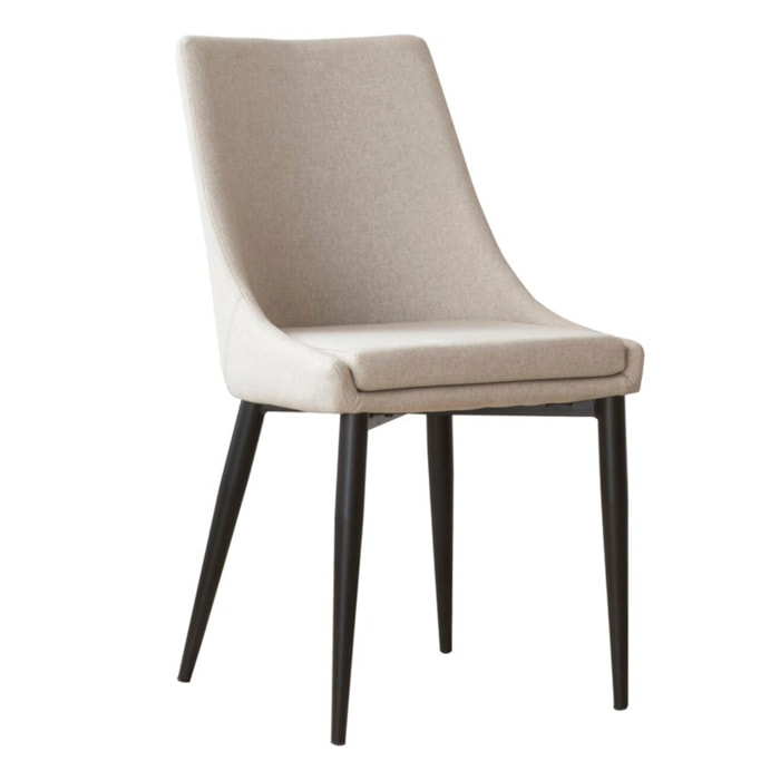 Chaise rembourrée Lauren -tapisserie et pieds métalliques-couleur beige 48 x 90 x 60 cm