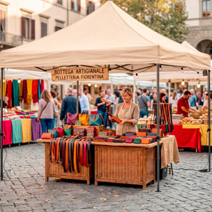 Gazebo Professionale 3x3 M Richiudibile Automatico In Acciaio Con Telo Oxford 1200D PVC Impermeabile e Anti UV A Fisarmonica con Sacche Beige