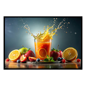 Affiche encadrée fruits éclaboussures cuisine Affiche + cadre en métal - Noir