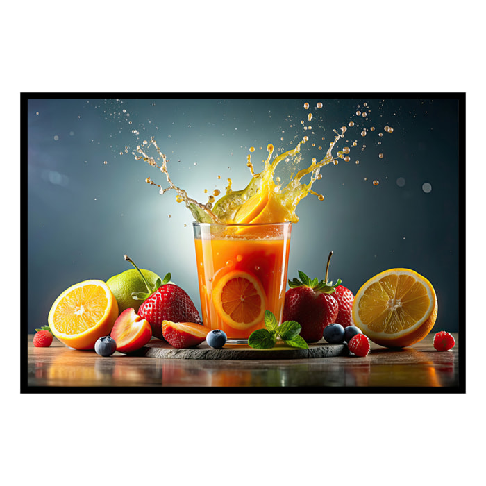 Affiche encadrée fruits éclaboussures cuisine Affiche + cadre en métal - Noir